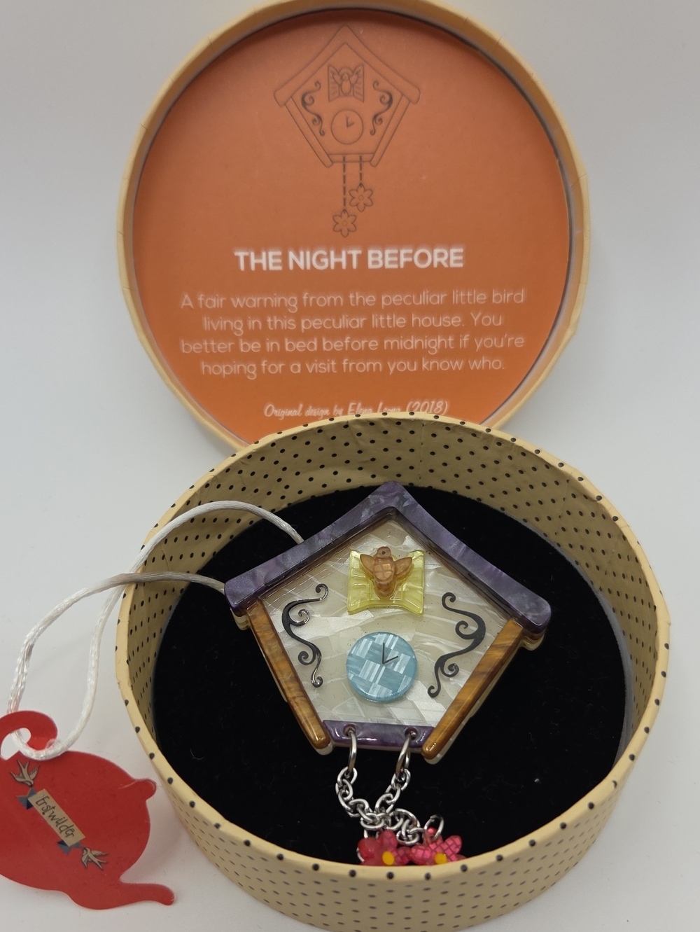 The Night Before Decorative Cuckoo House Ornament - Purple and Yellow